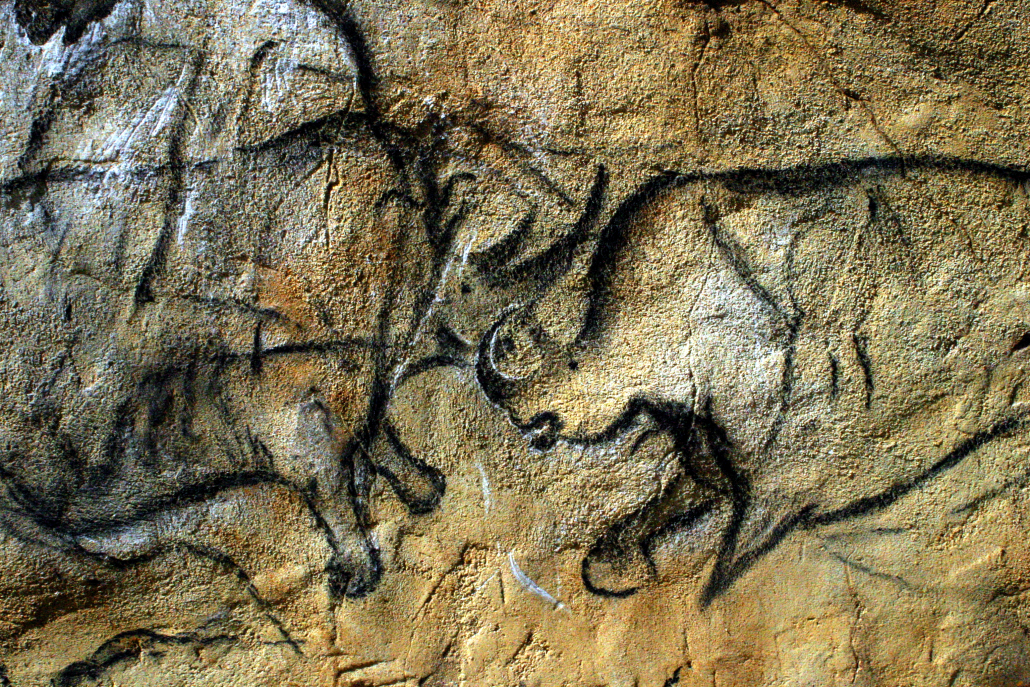 Eine Höhlenmalerei zweier kämpfender Nashörner. Foto: Ruth Hecker